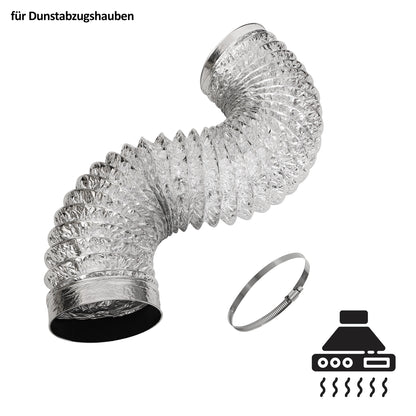 Aluminium-Abluftschlauch für alle Levivo Dunstabzugshauben, 1,5 m, Ø150–153 mm
