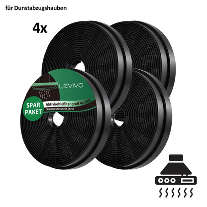 Aktivkohlefilter 4er-Pack, Ersatzfilter für Levivo-Dunstabzugshauben