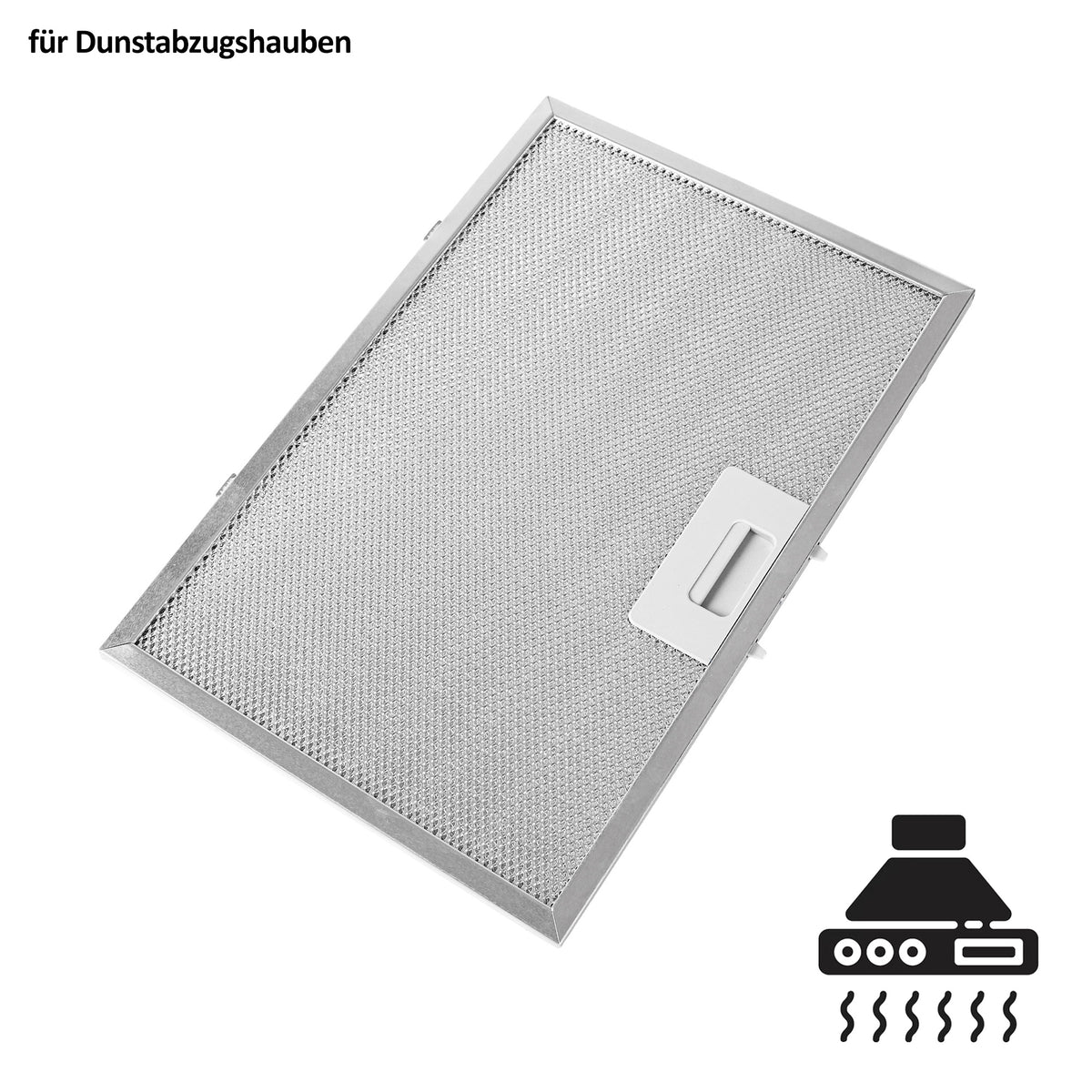 Induktionskochfeld Fettfilter 310 x 120 mm mit Karfuß-Klipse | 5-lagiger Aluminiumfilter | Metallfettfilter rostfrei & waschbar