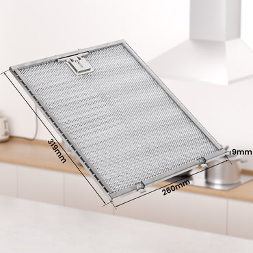 Range hood grease filter 260 x 319 mm with 52 mm Karfuß clips | 5-layer aluminum filter | Stainless & washable metal grease filter | Universal replacement filter for range hoods