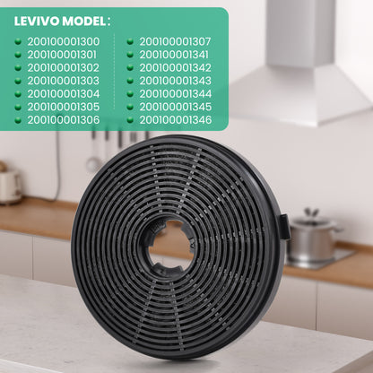 Aktivkohlefilter 4er-Pack, Ersatzfilter für Levivo-Dunstabzugshauben