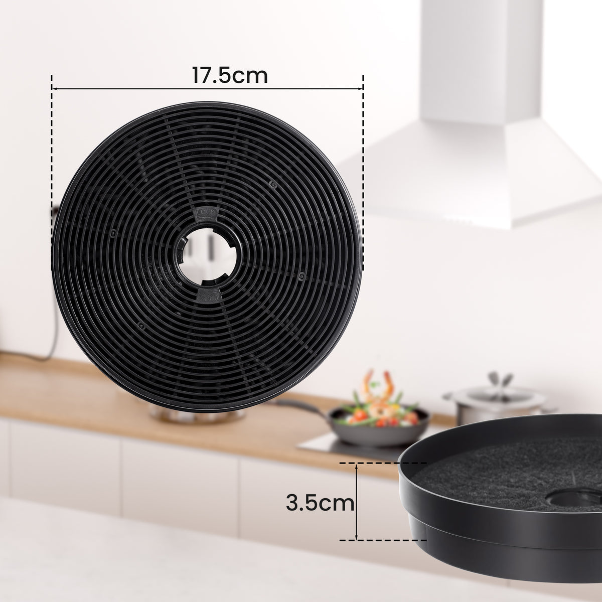 Aktivkohlefilter 6er-Pack, Ersatzfilter für Levivo-Dunstabzugshauben